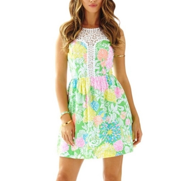 Lilly Pulitzer Raegan Dress Hibiscus Stroll 12 - Picture 1 of 15